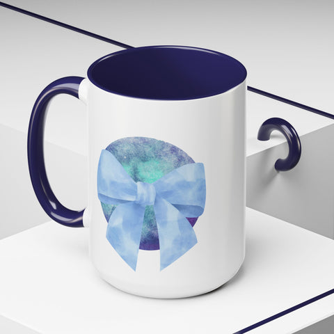 Blue/Green Planet Wrapped In A Bow Accent Coffee Mug