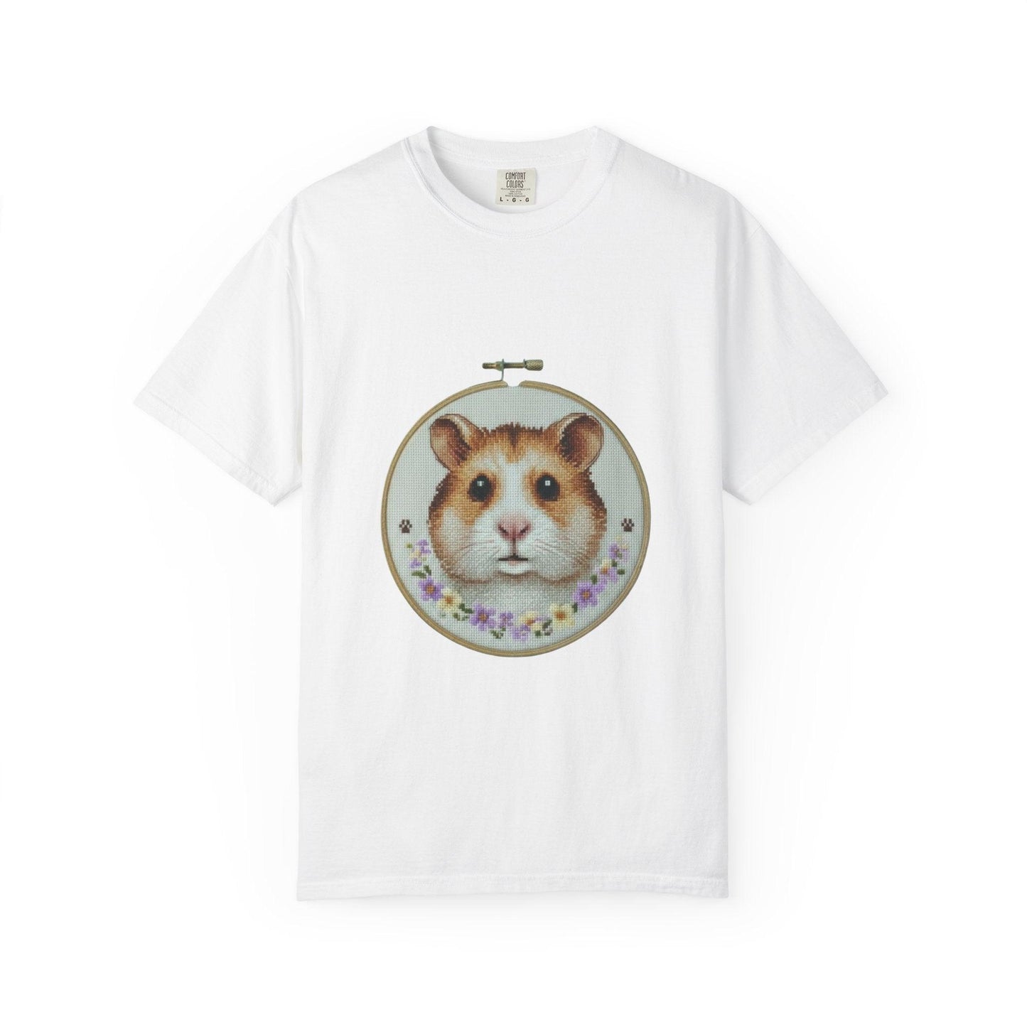 Hamster Portrait Embroidery Hoop T-shirt | Cute Small Pet Illustration