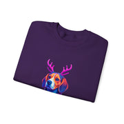Beagle with Reindeer Antlers Sweatshirt | Colorful Holiday Dog Illustration