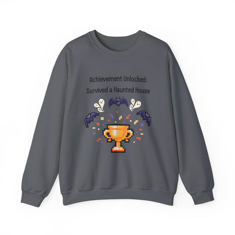 'Achievement Unlocked: Survived A Haunted House' Unisex Crewneck Sweatshirt