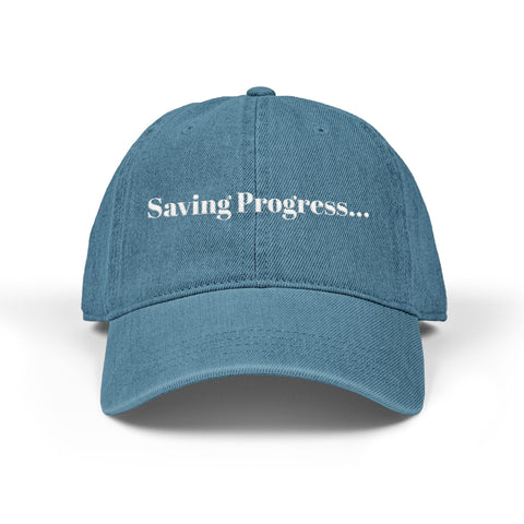 'Saving Progress...' Denim Embroidered Cap