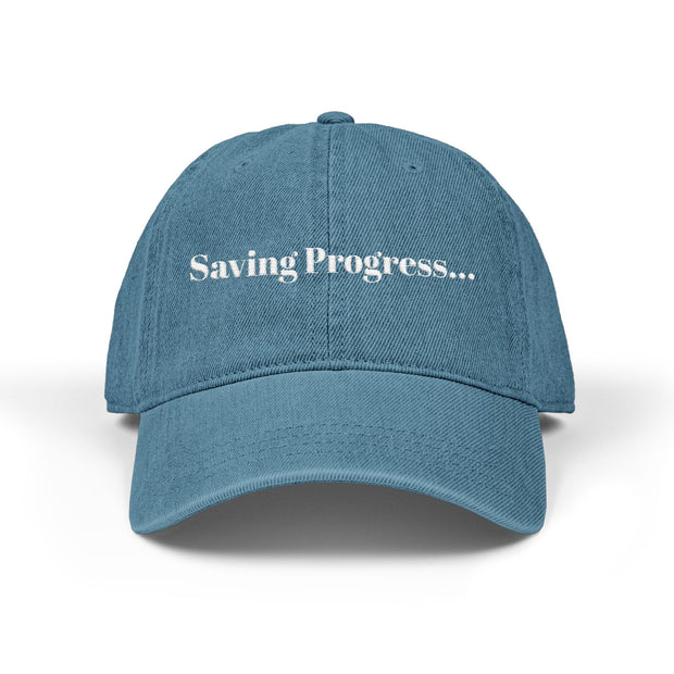 'Saving Progress...' Denim Embroidered Cap
