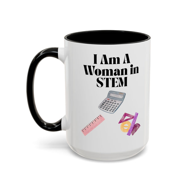'I Am A Woman In STEM' Accent Coffee Mug