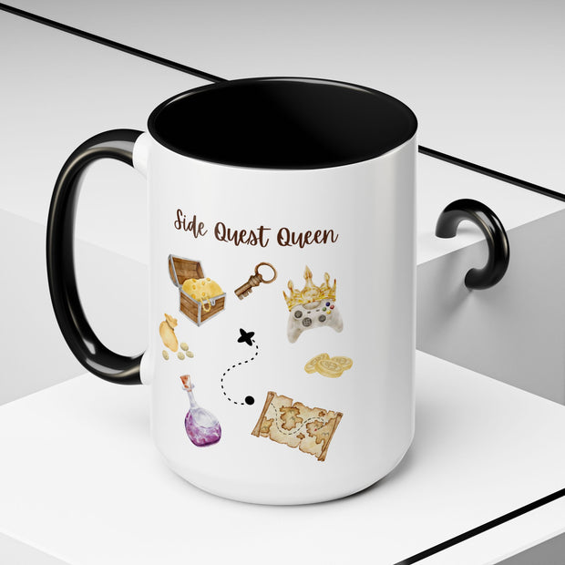 'Side Quest Queen' Accent Coffee Mug