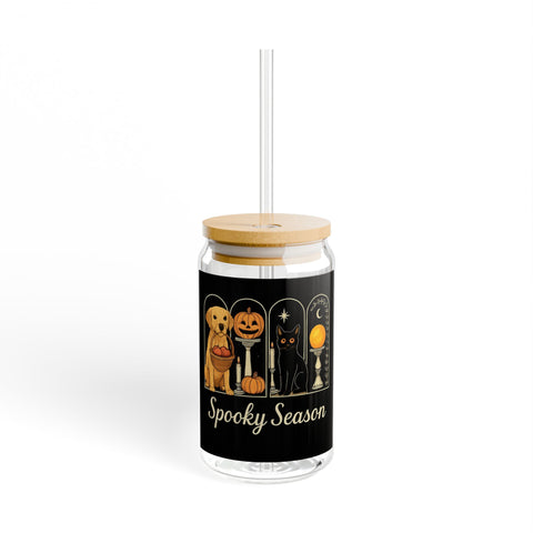 Spooky Season Golden Retriever Sipper Glass