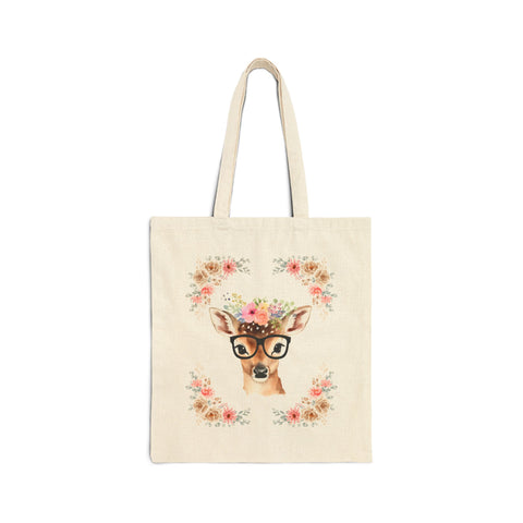 Geeky Goddess Deer Cotton Canvas Tote Bag
