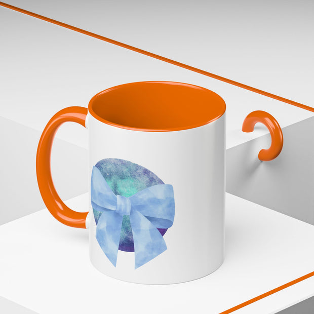 Blue/Green Planet Wrapped In A Bow Accent Coffee Mug