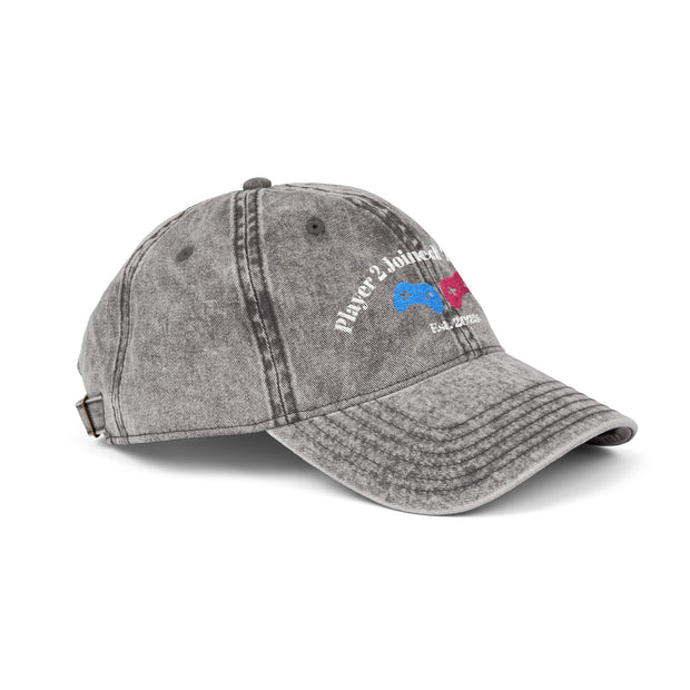 'Player 2 Joined The Party' 'Est. 2025' Vintage Embroidered Cap