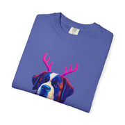 Saint Bernard in Reindeer Antlers T-Shirt | Holiday Dog Sweater Design