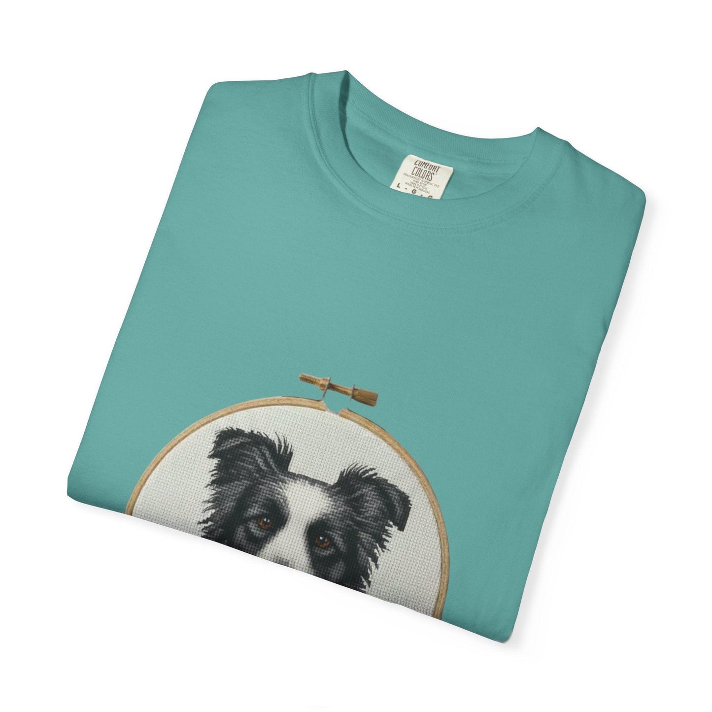 Border Collie Shirt, Dog Mom Gift, Cross Stitch Dog Portrait Tee, Embroidery Hoop Floral Pet Lover Top
