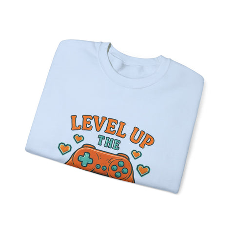 Funny Gamer Sweatshirt, Level Up Leftovers Crewneck, Gifts for Gamers, Casual Wear, Thanksgiving Sweatshirt, Cute Holiday Apparel