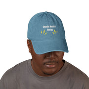 'Chaotic Neutral Energy' Denim Embroidered Cap