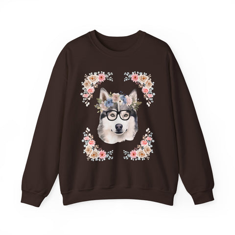 Geeky Goddess Siberian Husky Unisex Crewneck Sweatshirt