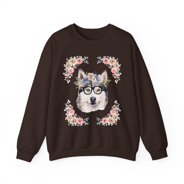 Geeky Goddess Siberian Husky Unisex Crewneck Sweatshirt