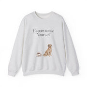 'Espawresso Yourself' Golden Retriever Unisex Crewneck Sweatshirt