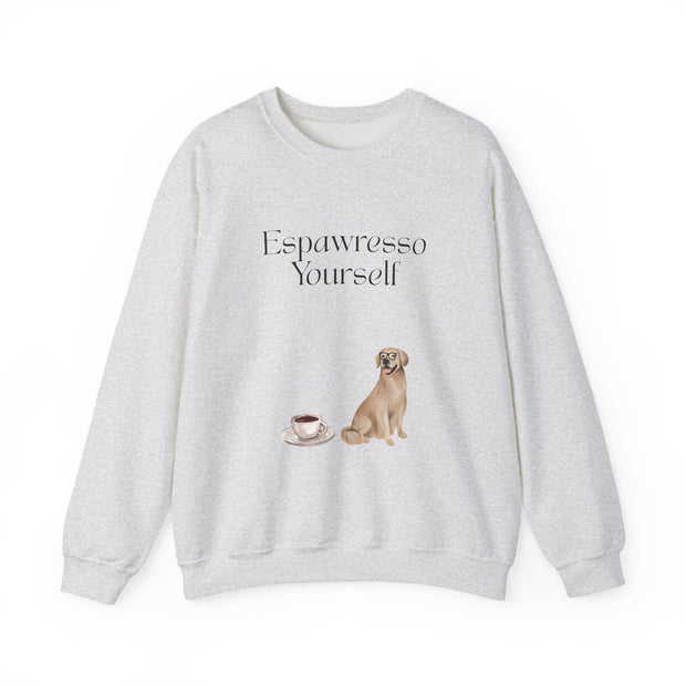 'Espawresso Yourself' Golden Retriever Unisex Crewneck Sweatshirt