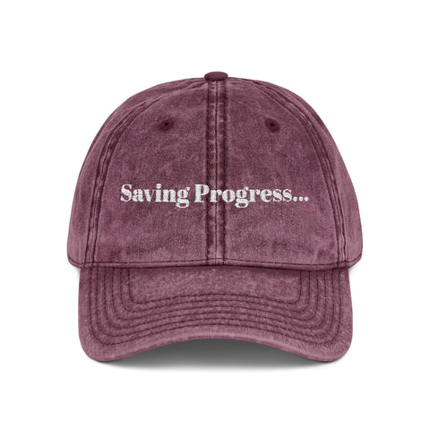 'Saving Progress...' Vintage Embroidered Cap