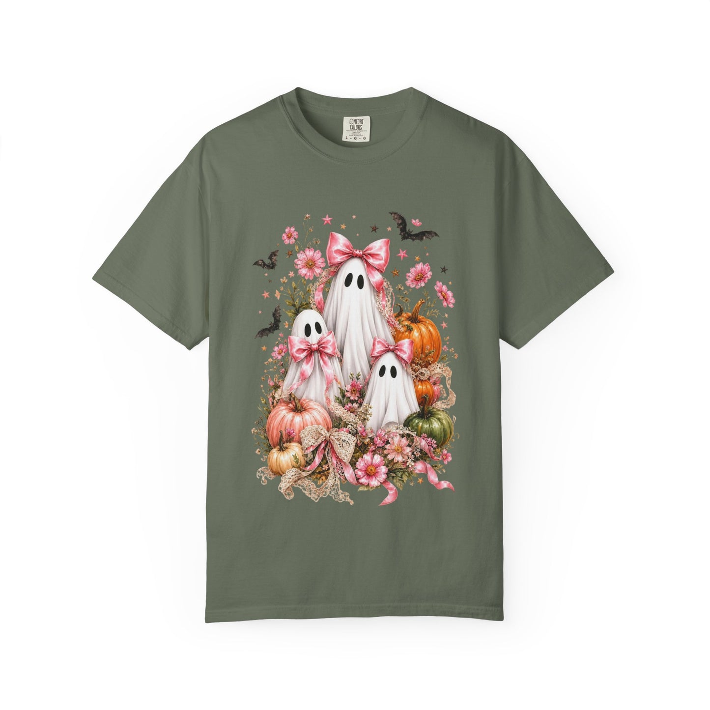 Coquette Ghost Halloween Shirt, Pink Bow Ghost T-Shirt, Cute Spooky Season Tee, Girly Halloween Pumpkin Graphic, Fall Aesthetic Shirt