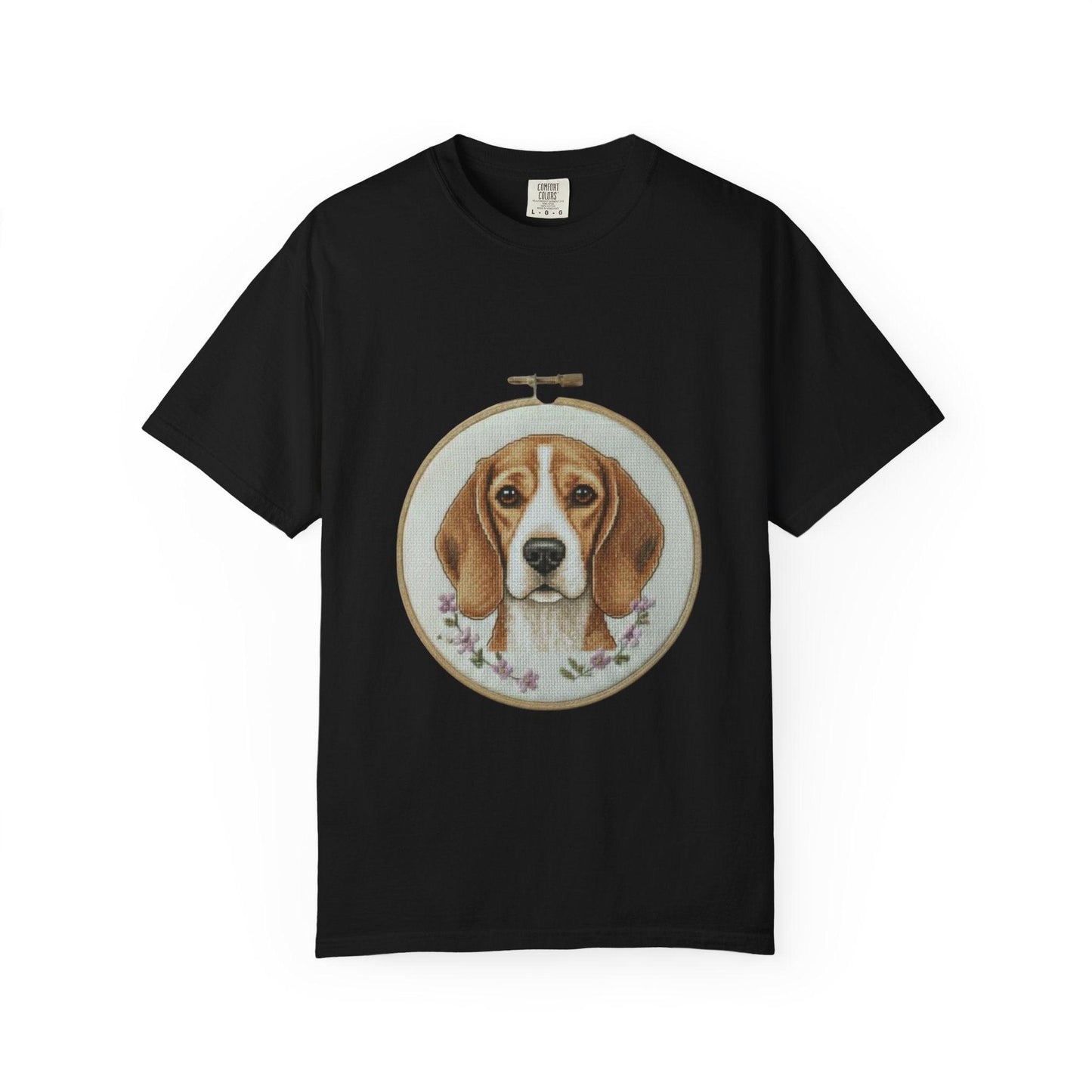 Beagle Portrait Embroidery Hoop T-shirt | Dog Art Tee