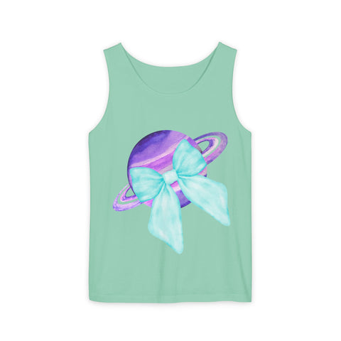 Purple Saturn Wrapped In Bow Unisex Tank Top