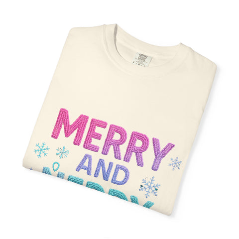 Merry and Nerdy T-Shirt, Unisex Gamer Tee, Holiday Gaming Shirt, Fun Christmas Apparel, Gift for Nerds, Cozy Casual Style