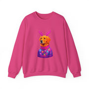 Golden Retriever in Festive Sweater Sweatshirt | Reindeer Antlers Holiday Dog