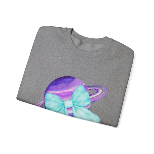 Purple Saturn Wrapped In A Bow Sweatshirt