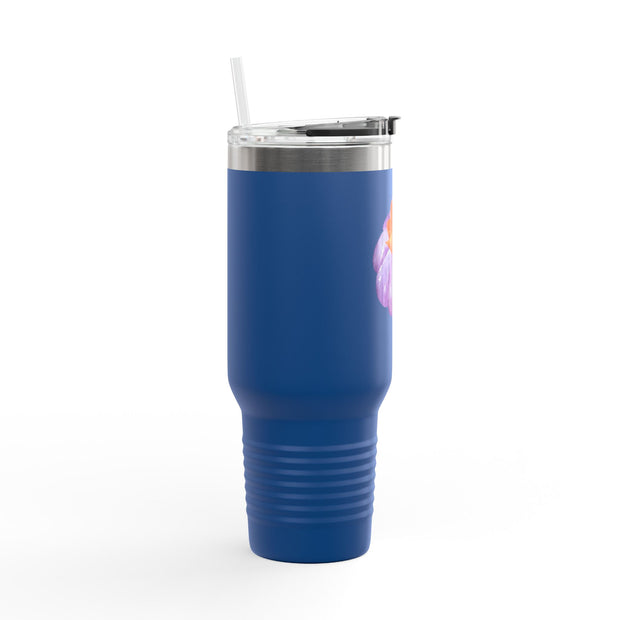Purple Pumpkin Wrapped In A Bow Insulated Travel Mug, 40oz
