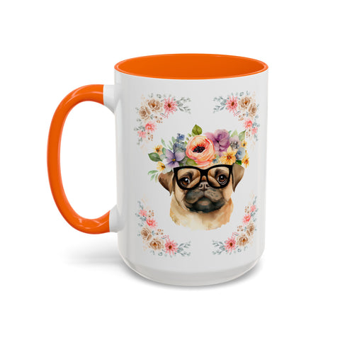 Geeky Goddess Pug Accent Coffee Mug