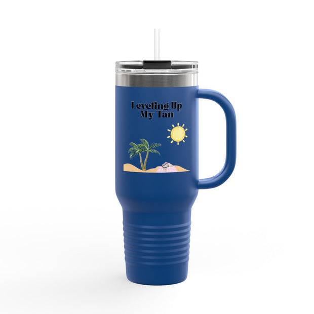 'Leveling Up My Tan' Insulated Travel Mug, 40oz