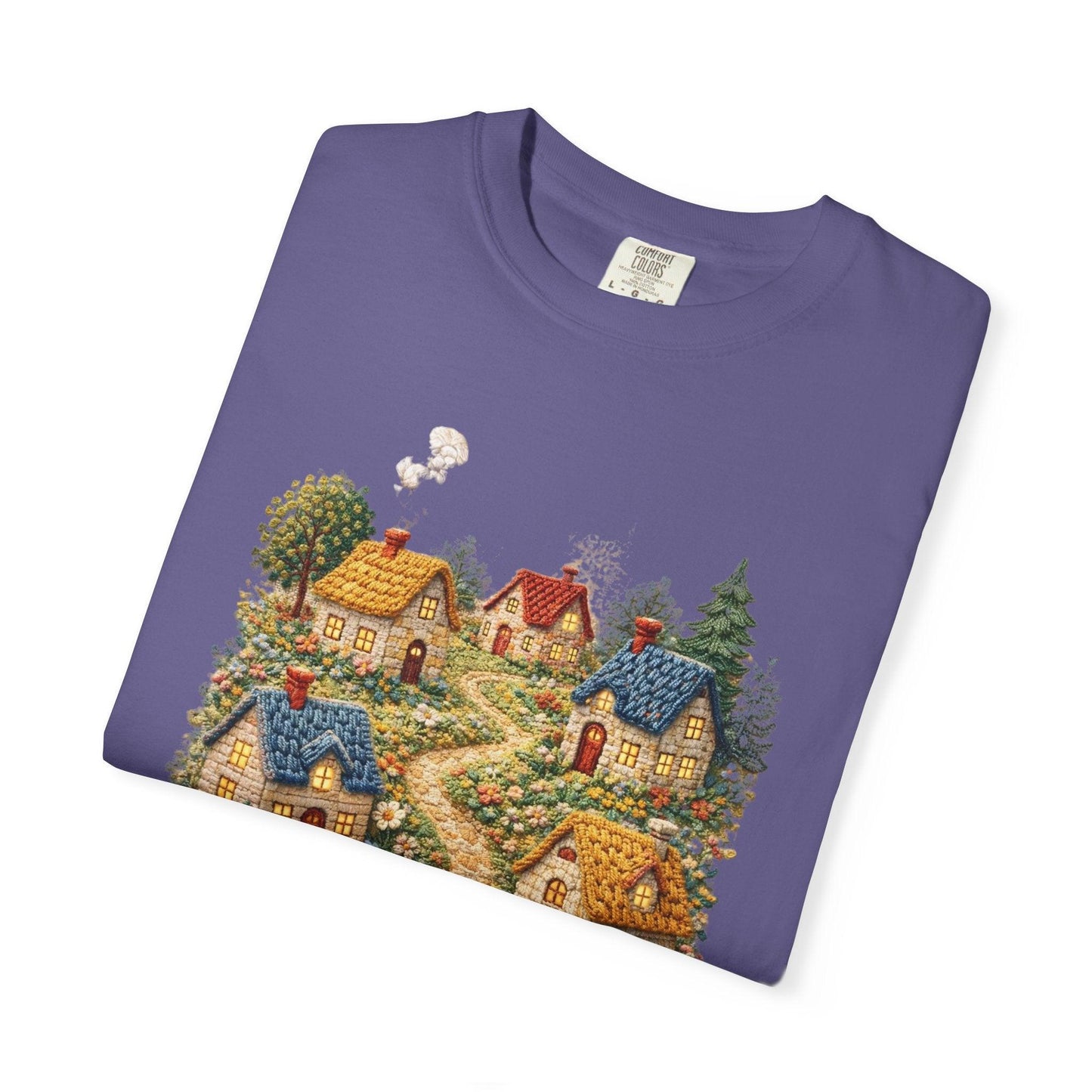 Cottage Garden Path T-shirt | Floral Village Illustration