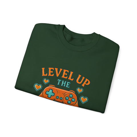 Funny Gamer Sweatshirt, Level Up Leftovers Crewneck, Gifts for Gamers, Casual Wear, Thanksgiving Sweatshirt, Cute Holiday Apparel