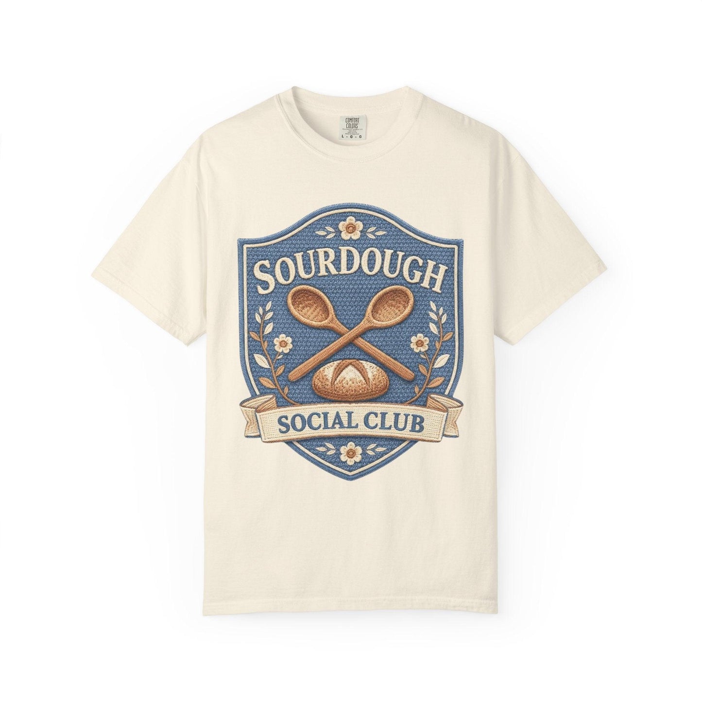 Sourdough Social Club T-shirt | Vintage Baking Badge, Bread Loaf & Spoons