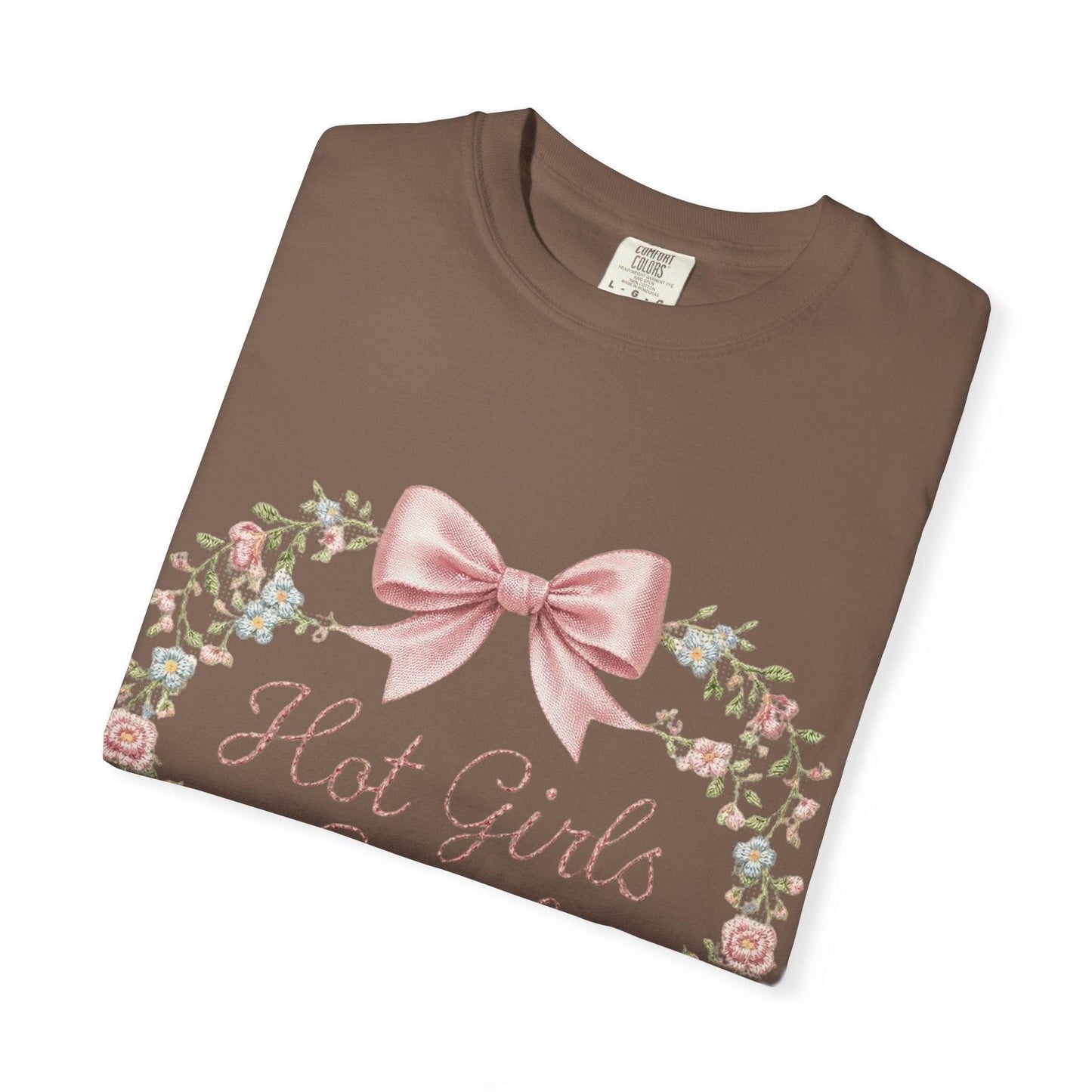 Floral Heart Wreath with Bow T-Shirt | Hot Girls Stitch