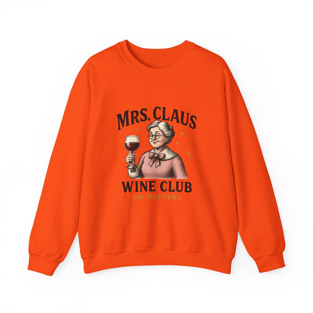 Mrs. Claus Wine Club Sweatshirt - Cozy Gift for Wine Lovers, Holiday Apparel, Funny Christmas Sweatshirt, Sip Happens Fashion