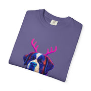 Saint Bernard in Reindeer Antlers T-Shirt | Holiday Dog Sweater Design