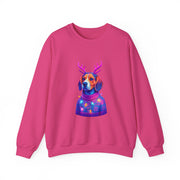 Beagle with Reindeer Antlers Sweatshirt | Colorful Holiday Dog Illustration