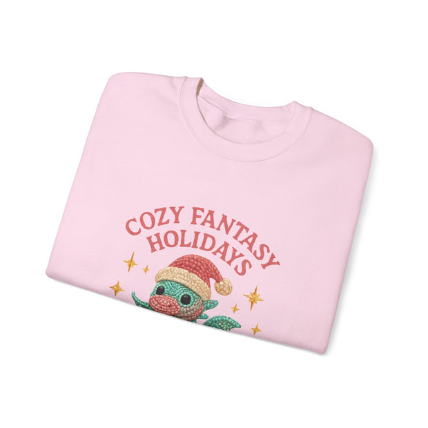 Cozy Fantasy Holidays Sweatshirt, Cute Dragon Gift, Unisex Holiday Apparel, Warm Crewneck Sweater, Casual Winter Outfit