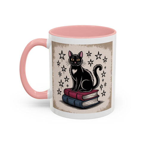Cat and Book Lover's Accent Coffee Mug
