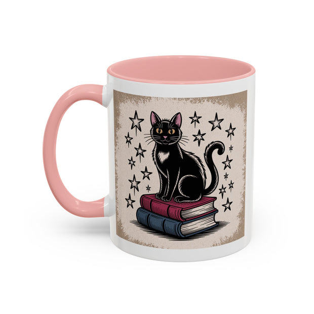 Cat and Book Lover's Accent Coffee Mug