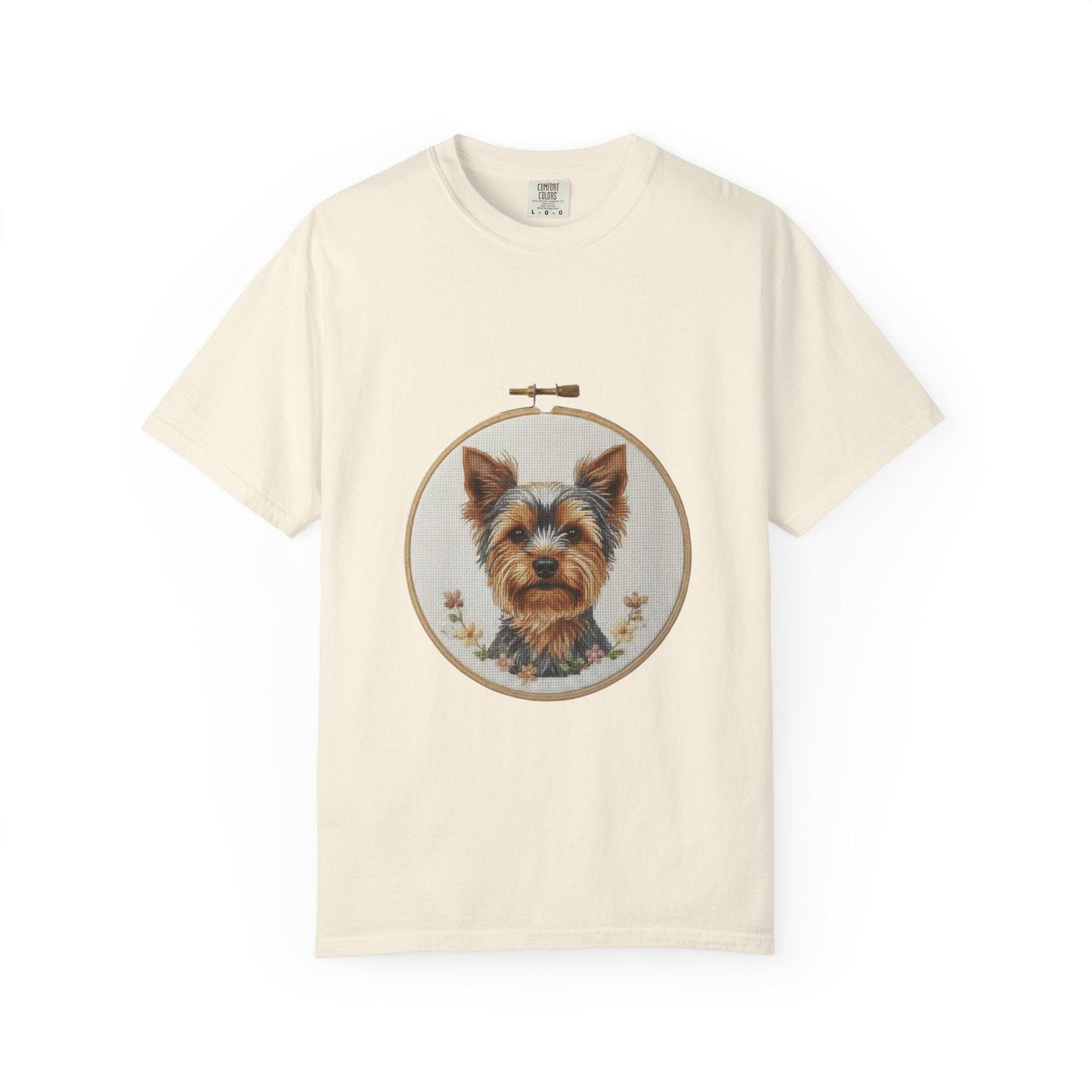 Yorkshire Terrier Portrait T-Shirt | Embroidery Hoop Dog Illustration