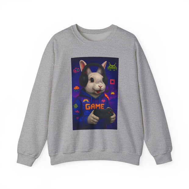Gamer Bunny Crewneck Sweatshirt | Unisex Lightweight Sweater, Perfect for Gaming, Gifts for Gamers, Cute Animal Sweatshirt, Cozy Apparel