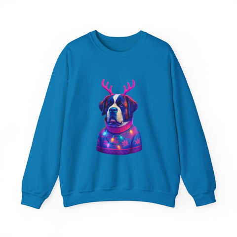 Saint Bernard with Reindeer Antlers sweatshirt | Holiday Dog Sweater Design
