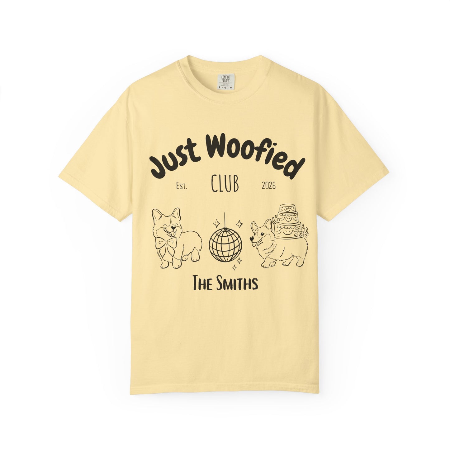 Just Married Dog Wedding Shirt Newlywed Couple Matching T-Shirt Comfort Colors Mr And Mrs Tee Just Woofied Honeymoon Gift For Bride Groom