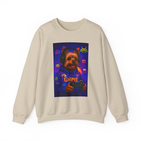 Gaming Yorkie Controller Sweatshirt | Gamer Yorkshire Terrier graphic crewneck