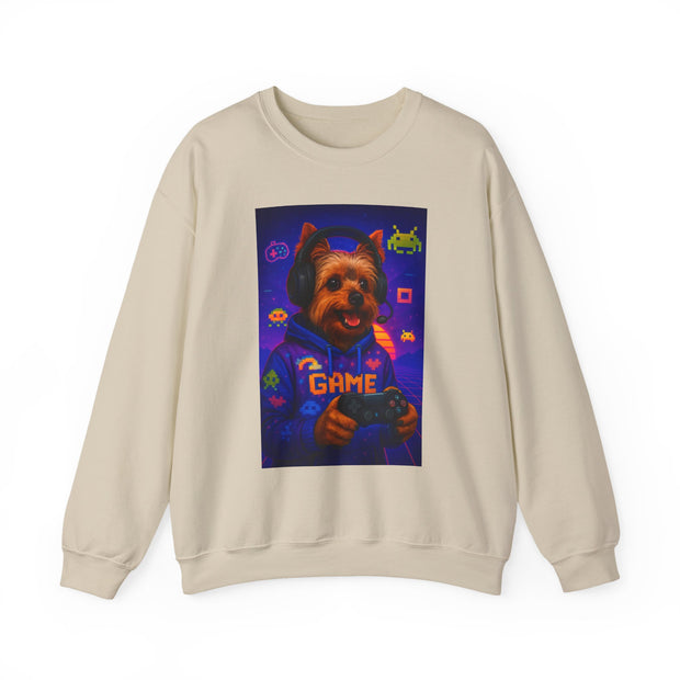 Gaming Yorkie Controller Sweatshirt | Gamer Yorkshire Terrier graphic crewneck