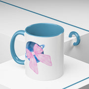 Blue Saturn Wrapped In A Pink Bow Accent Coffee Mug