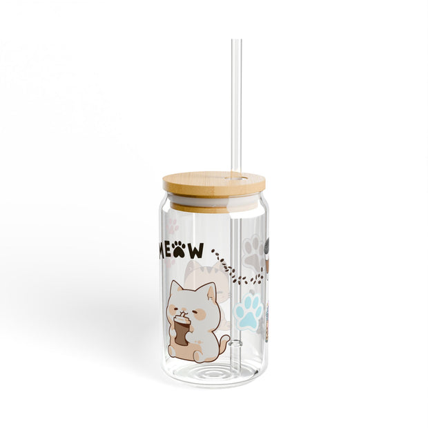 Addicted to Boba, Coffee, and Cats Sipper Glass