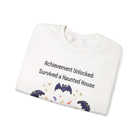 'Achievement Unlocked: Survived A Haunted House' Unisex Crewneck Sweatshirt