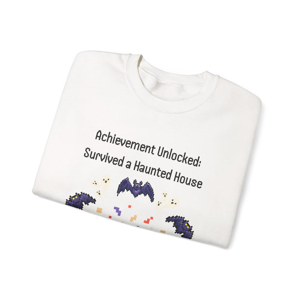 'Achievement Unlocked: Survived A Haunted House' Unisex Crewneck Sweatshirt